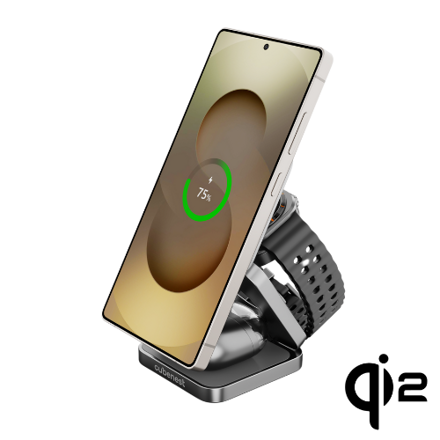 Cubenest El Qi2 cargador plegable inalámbrico magnético 3 en 1 SQ312 Pro negro