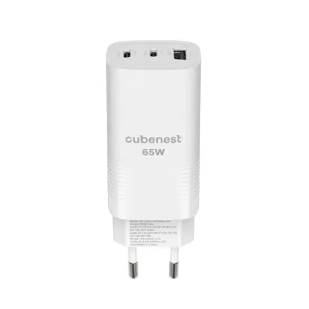 Cubenest Cargador GaN 65 W S3D0 blanco