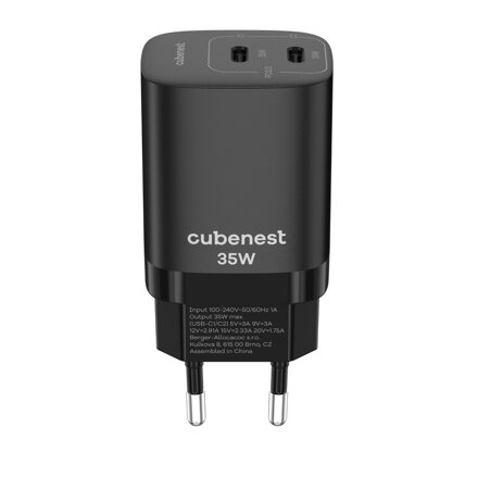 Cubenest Cargador GaN 35 W S2D1 negro