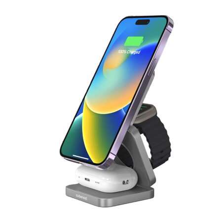 Cubenest El cargador plegable inalámbrico magnético 3 en 1 S312 Pro gris