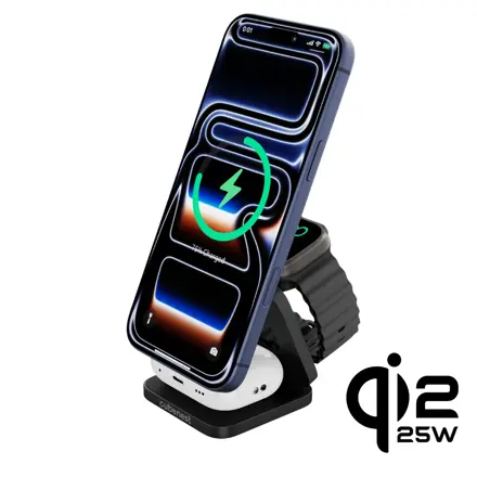 Cubenest El Qi2.2 cargador plegable inalámbrico magnético 3 en 1 SQ312 Ultra negro