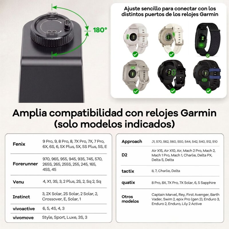 Cubenest El Qi2.2 cargador inalámbrico magnético 3 en 1 SQ314 Pro Garmin Watch