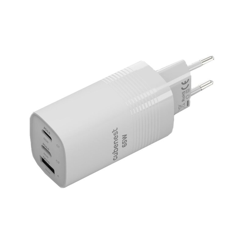 Cubenest Cargador GaN 65 W S3D0 blanco