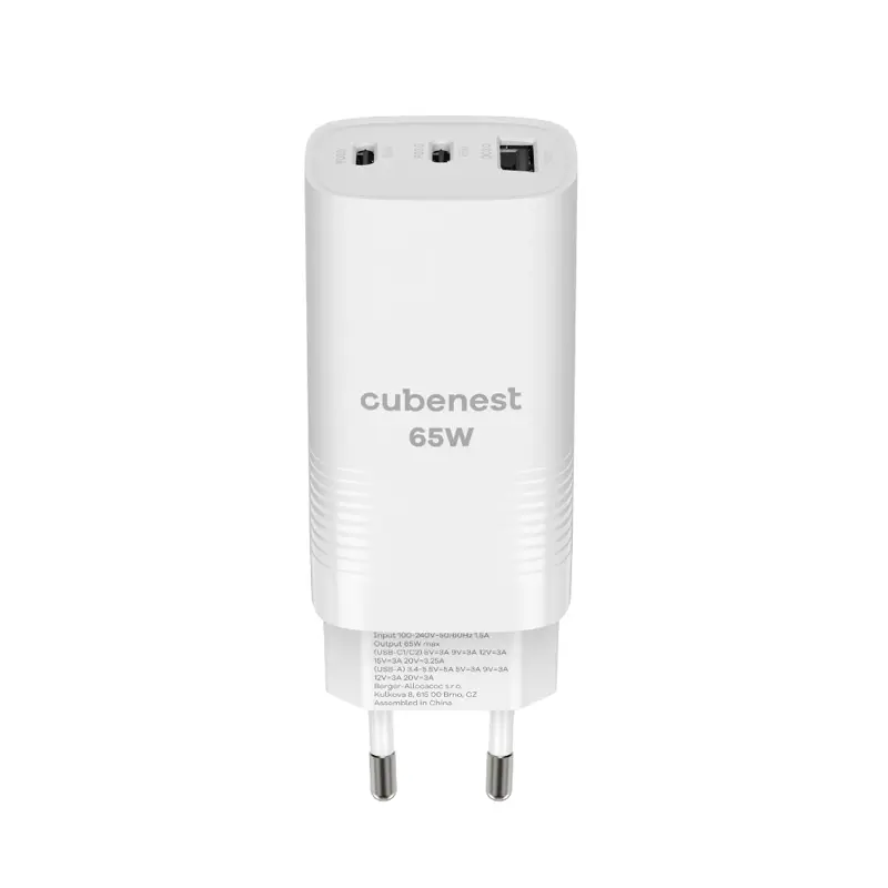 Cubenest Cargador GaN 65 W S3D0 blanco