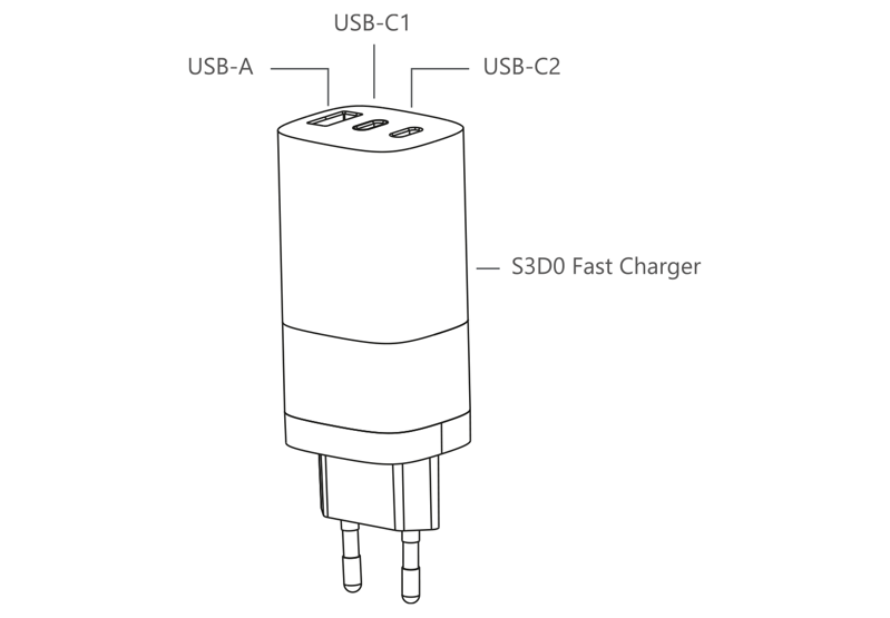 Cubenest Cargador GaN 65 W S3D0 blanco