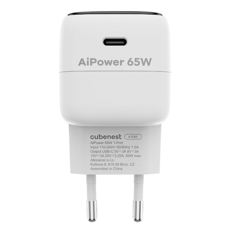 Cubenest AI USB-C PD GaN Nano Adaptador de 65 W A1D65