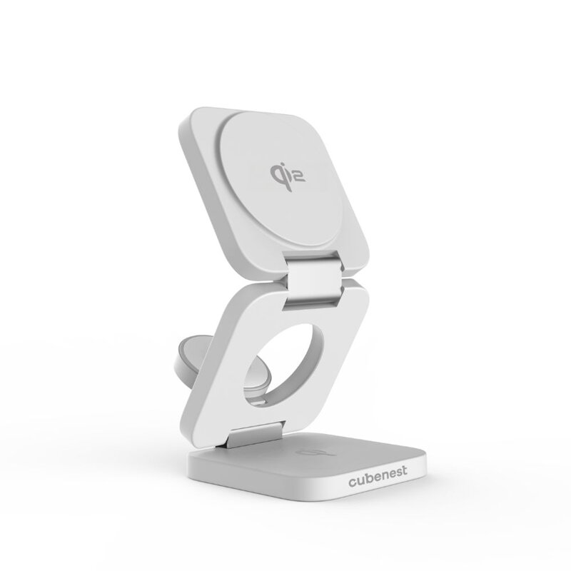 Cubenest Qi2 El cargador plegable inalámbrico magnético 3 en 1 EQ310 blanco