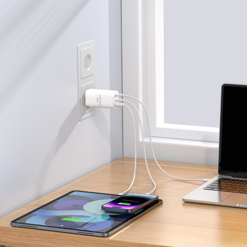 Cubenest Cargador GaN 65 W S3D0 blanco