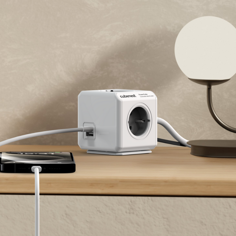 Cubenest PowerCube Extended USB A+C PD 20 W 1,5 m šedá