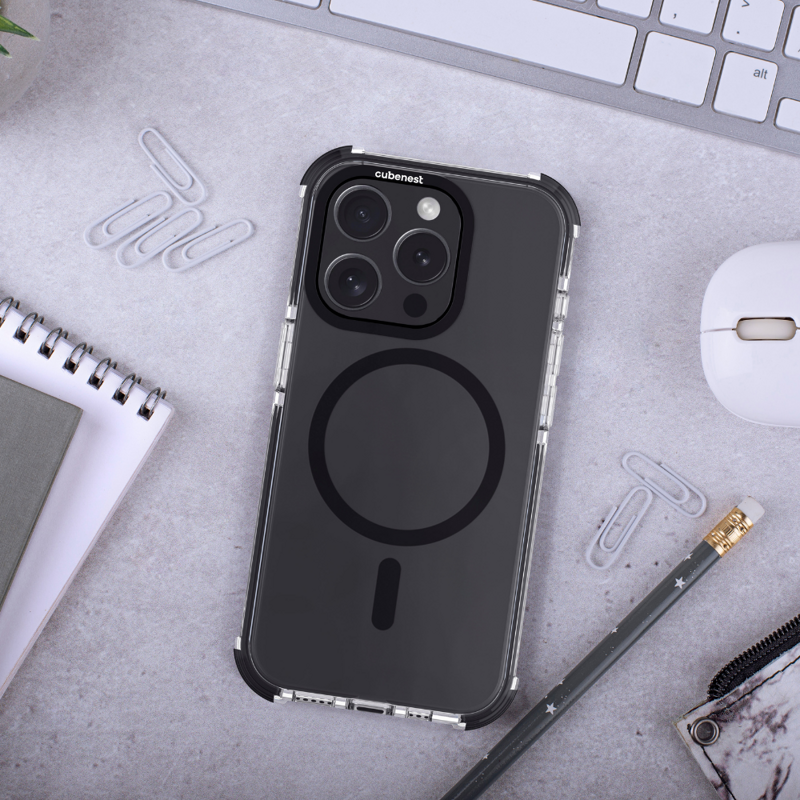 Cubenest Funda para iPhone 15 Pro MagPro Strong Guard negro