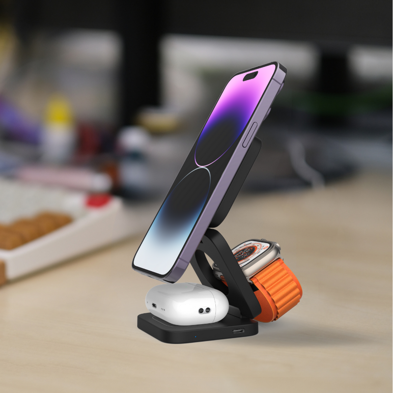 Cubenest El cargador plegable inalámbrico magnético 3 en 1 E310 gris