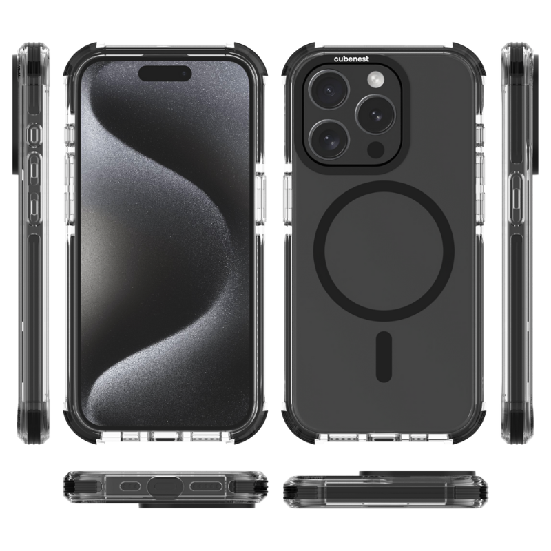Cubenest Funda para iPhone 15 Pro MagPro Strong Guard negro