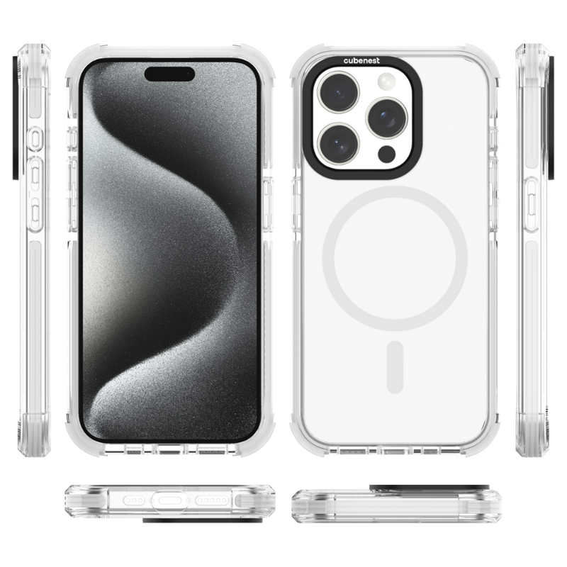 Cubenest Funda para iPhone 15 Pro MagPro Strong Guard blanco
