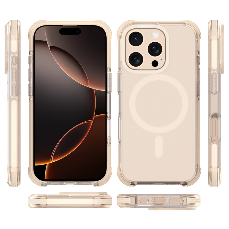 Cubenest Funda para iPhone 16 Pro MagPro Strong Guard dorado