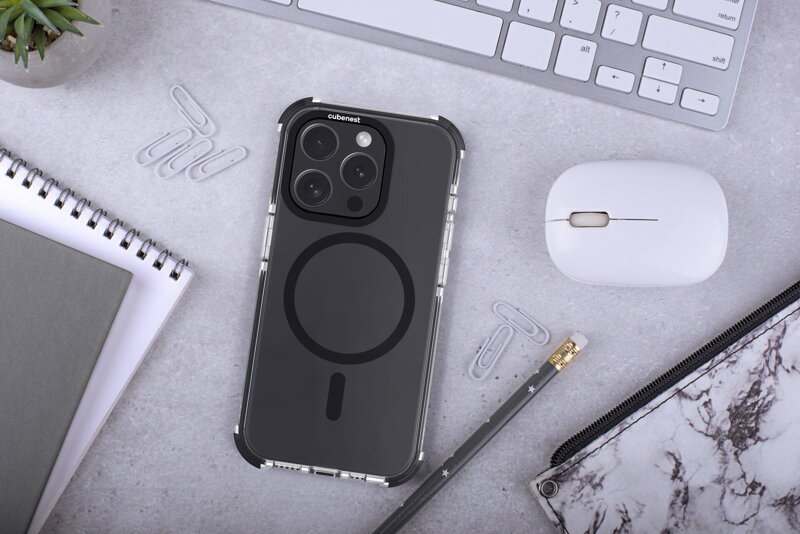 Cubenest Funda para iPhone 15 Pro MagPro Strong Guard negro
