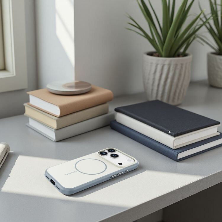 Cubenest Funda para iPhone 17 Pro compatible con MagSafe beige mate