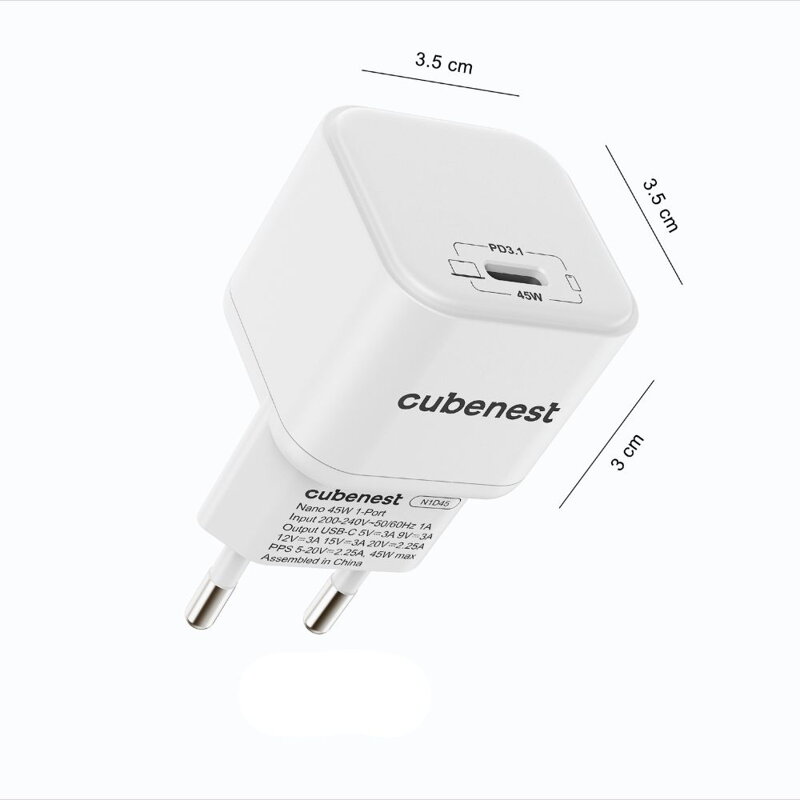 Adaptador USB-C Cubenest PD GaN Nano de 45 W N1D45