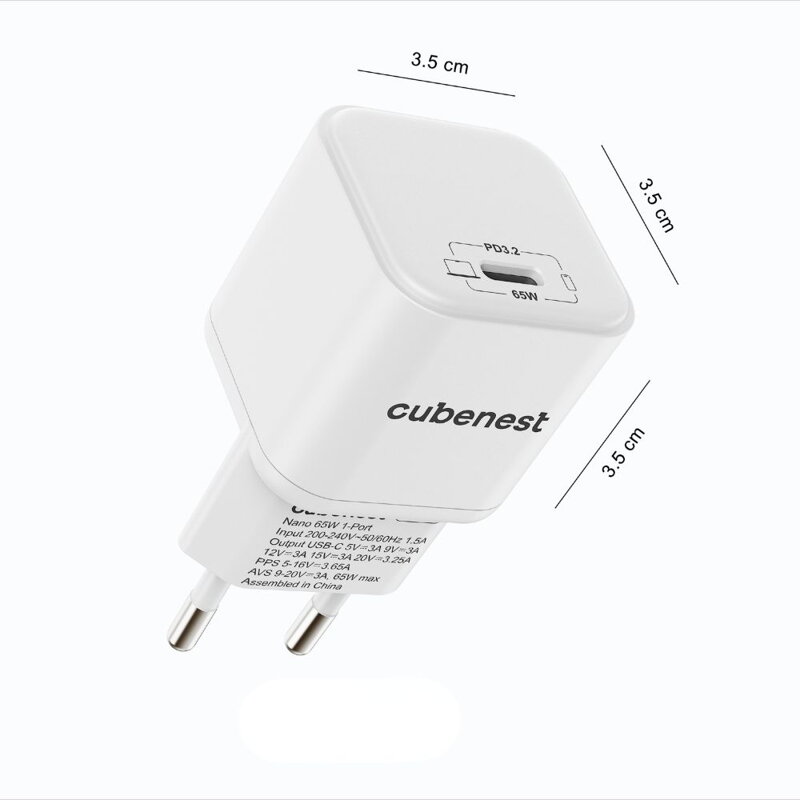 Adaptador USB-C Cubenest PD GaN Nano de 65 W N1D65