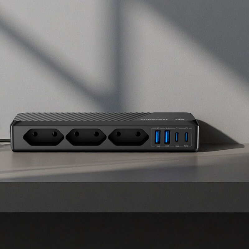 Cubenest PD GaN PowerStrip SlimSline 7 en 1 Extended USB 70 W
