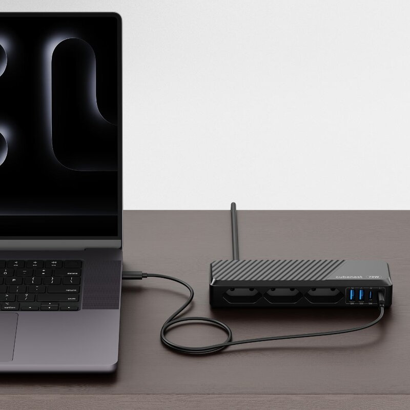 Cubenest PD GaN PowerStrip SlimSline 7 en 1 Extended USB 70 W