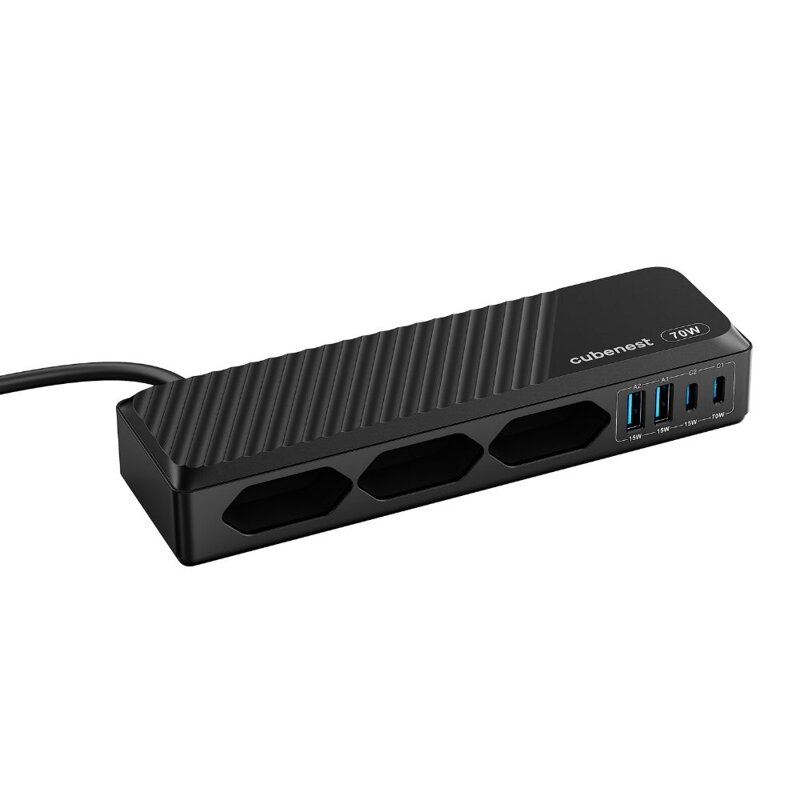 Cubenest PD GaN PowerStrip SlimSline 7 en 1 Extended USB 70 W