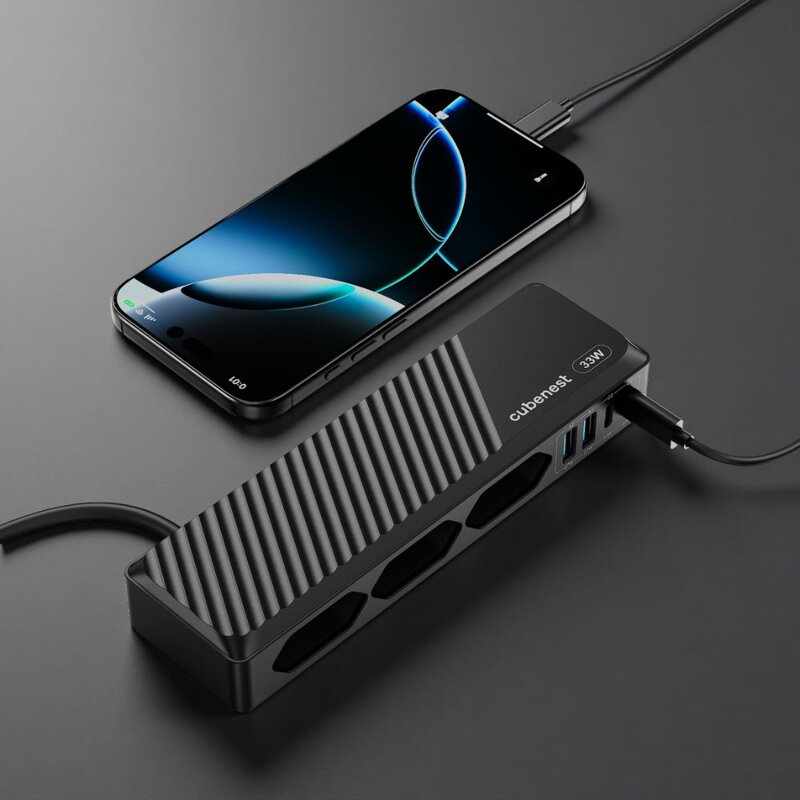 Cubenest PD GaN PowerStrip SlimSline 7v1 Extended USB 33 W