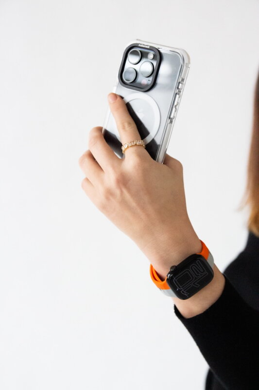 Correa deportiva premium del Apple Watch Naranja/Gris
