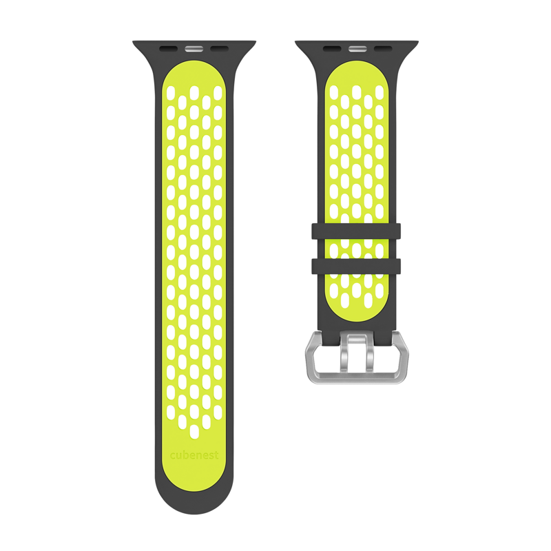 Correa deportiva del Apple Watch Negro/Amarillo