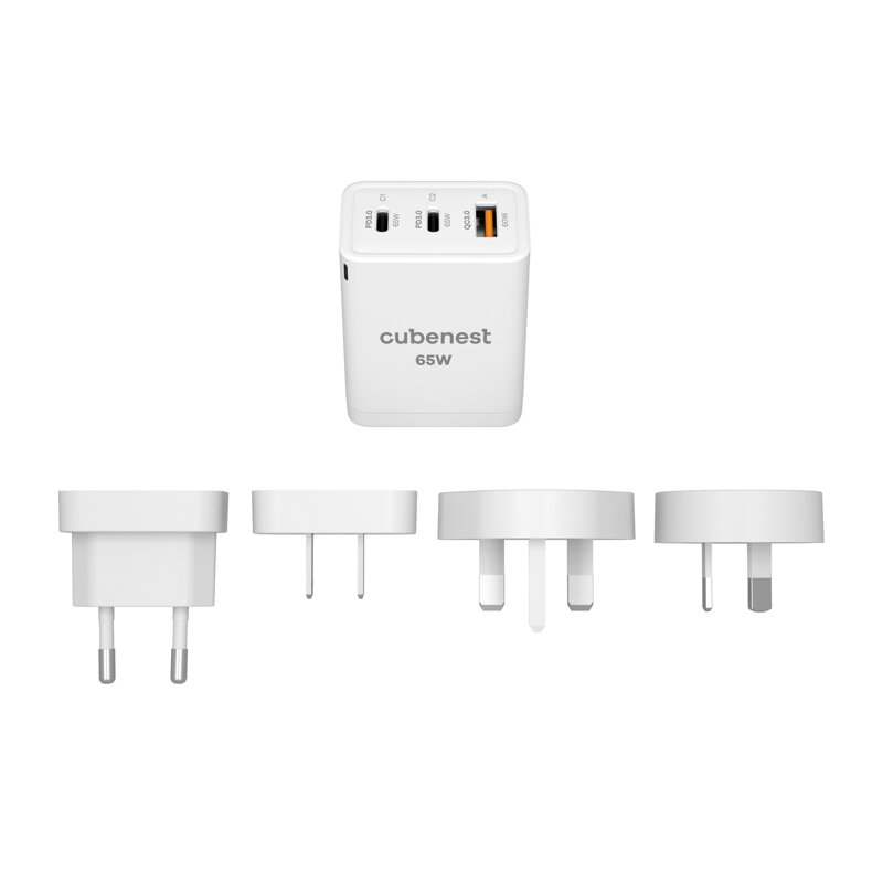 Cubenest GaN Adaptador Enchufe de Viaje 65 W S3D1
