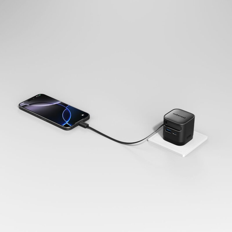 Cubenest Cargador  GaN con cable 65 W S3D2