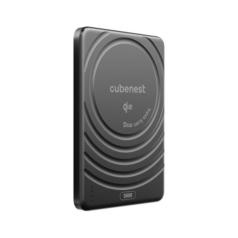 Cubenest Qi2 Batería inalámbrica magnética SlimDual 5000 mAh SQ1B3D negro