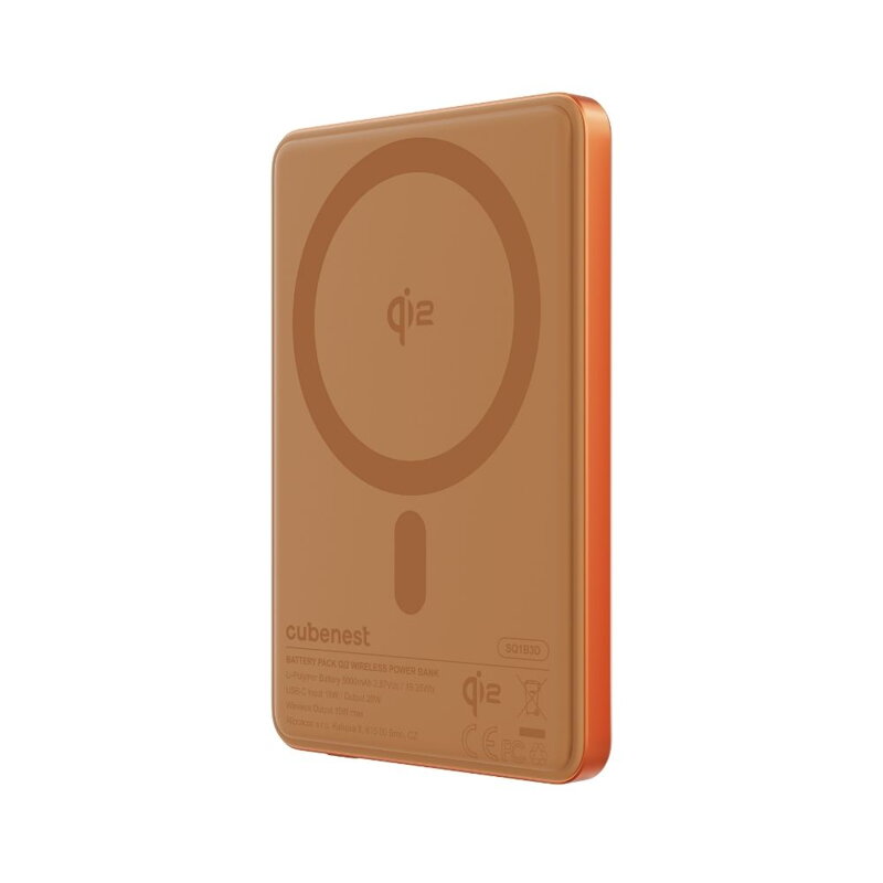 Cubenest Qi2 Batería inalámbrica magnética SlimDual 5000 mAh SQ1B3D naranja