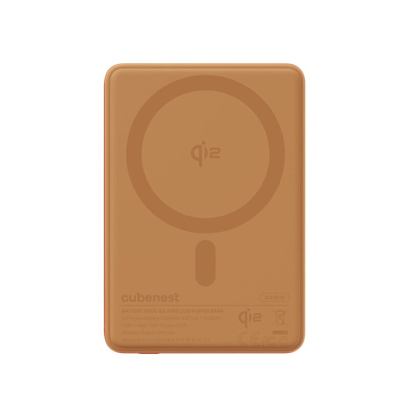 Cubenest Qi2 Batería inalámbrica magnética SlimDual 5000 mAh SQ1B3D naranja