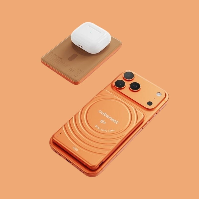Cubenest Qi2 Batería inalámbrica magnética SlimDual 5000 mAh SQ1B3D naranja