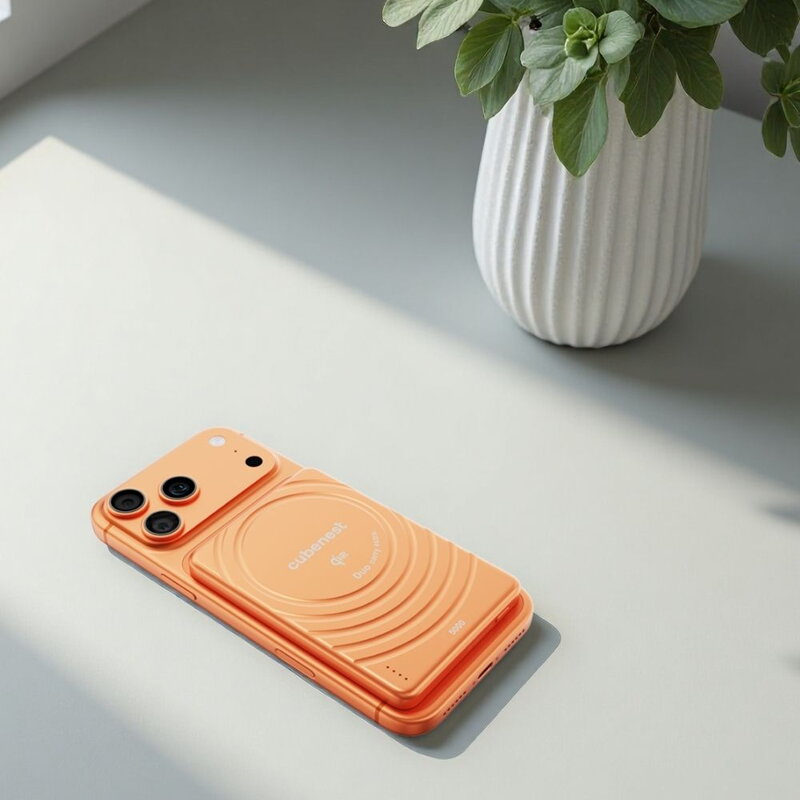 Cubenest Qi2 Batería inalámbrica magnética SlimDual 5000 mAh SQ1B3D naranja