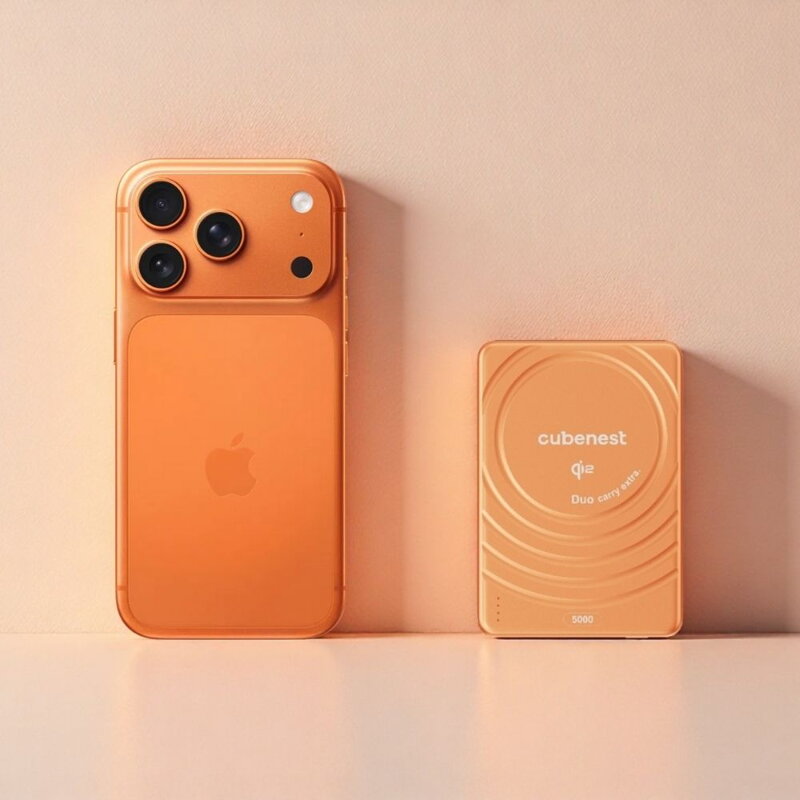 Cubenest Qi2 Batería inalámbrica magnética SlimDual 5000 mAh SQ1B3D naranja
