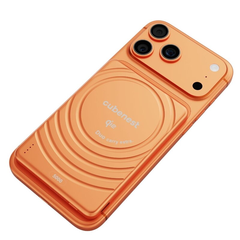 Cubenest Qi2 Batería inalámbrica magnética SlimDual 5000 mAh SQ1B3D naranja