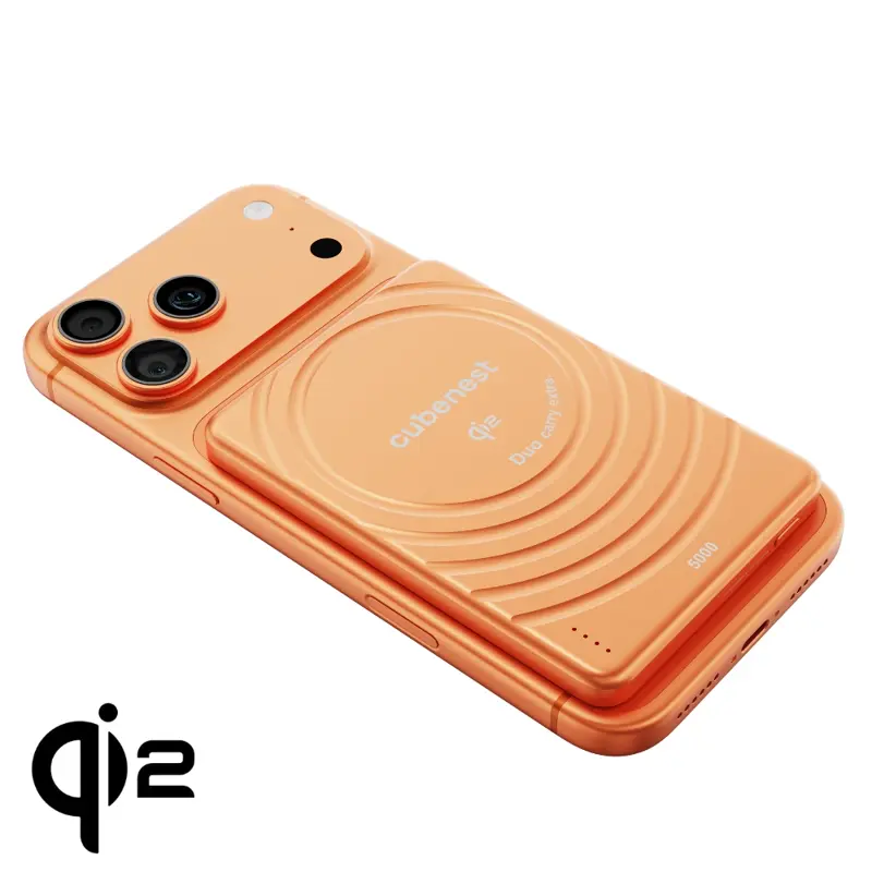 Cubenest Qi2 Batería inalámbrica magnética SlimDual 5000 mAh SQ1B3D naranja