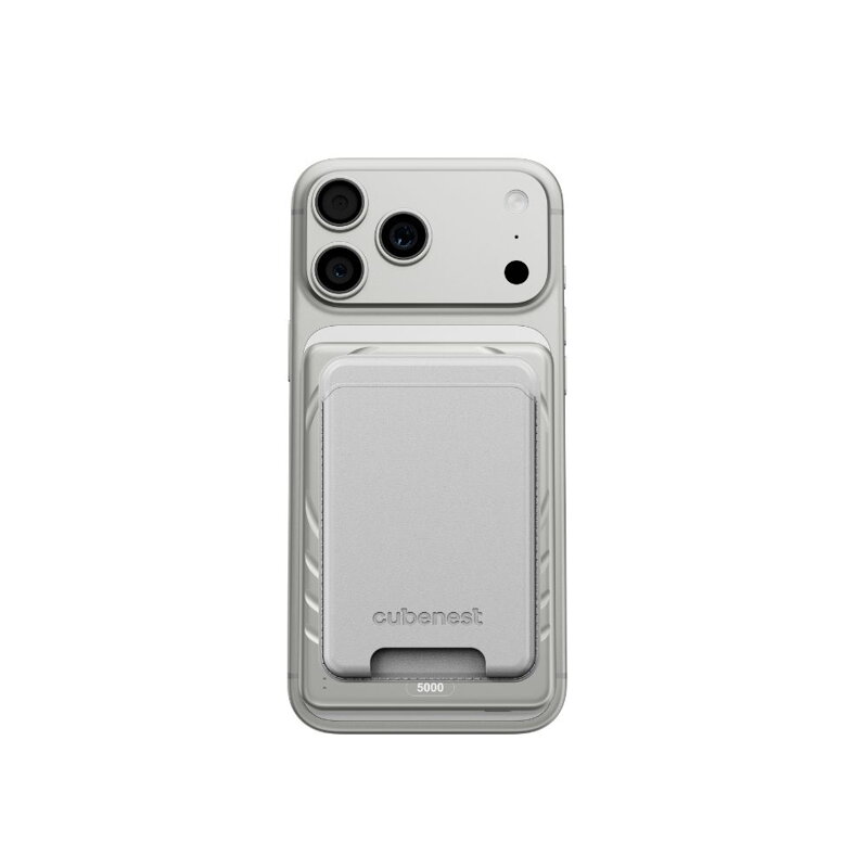 Cubenest Qi2 Batería inalámbrica magnética SlimDual 5000 mAh SQ1B3D plata
