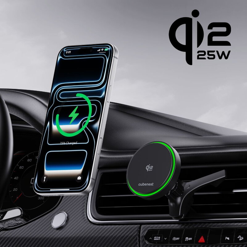 Cubenest Qi2.2 Cargador inalámbrico magnético para coche SQ1C4