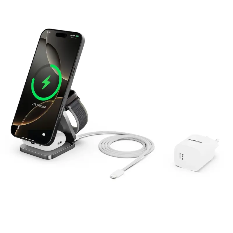 Cubenest El Qi2.2 cargador plegable inalámbrico magnético 3 en 1 SQ312 Ultra gris