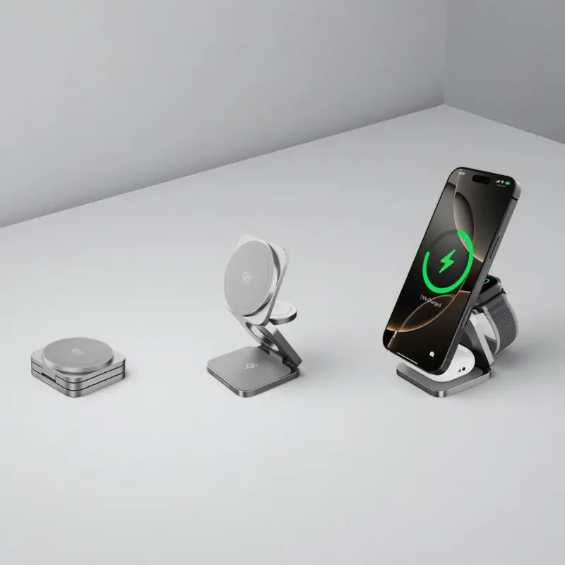 Cubenest El Qi2.2 cargador plegable inalámbrico magnético 3 en 1 SQ312 Ultra gris