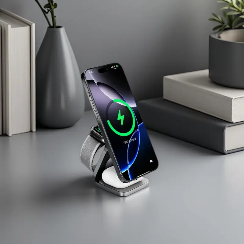 Cubenest El Qi2.2 cargador plegable inalámbrico magnético 3 en 1 SQ312 Ultra gris