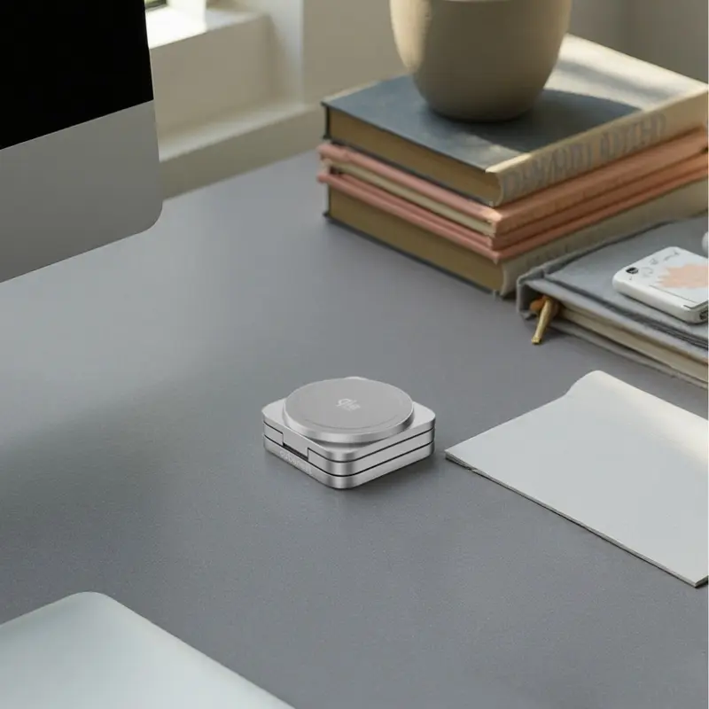 Cubenest El Qi2.2 cargador plegable inalámbrico magnético 3 en 1 SQ312 Ultra gris