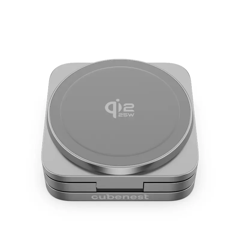 Cubenest El Qi2.2 cargador plegable inalámbrico magnético 3 en 1 SQ312 Ultra gris