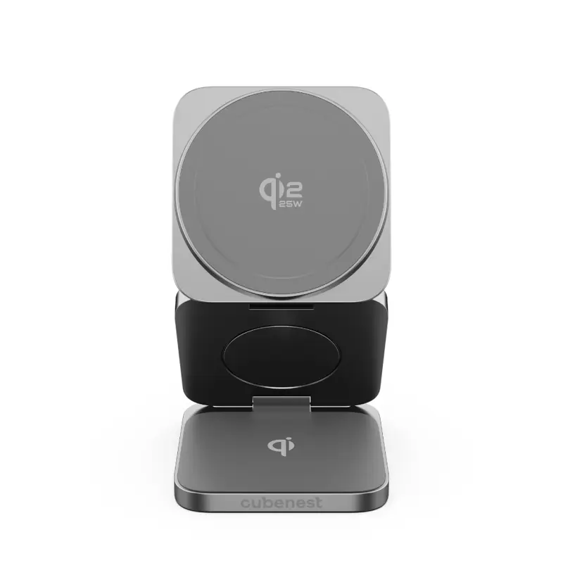 Cubenest El Qi2.2 cargador plegable inalámbrico magnético 3 en 1 SQ312 Ultra gris