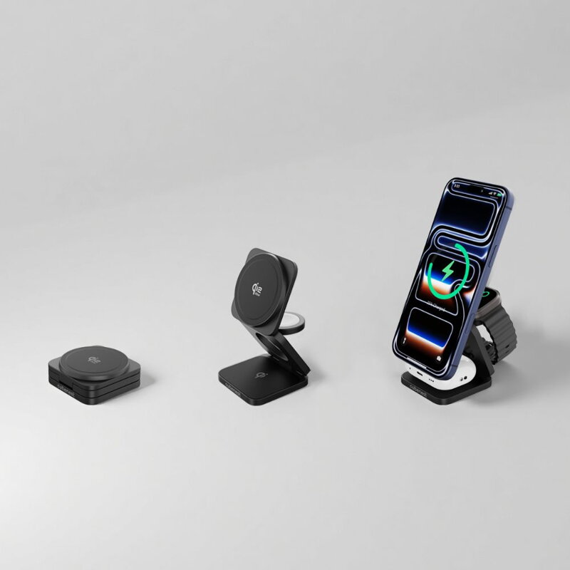 Cubenest El Qi2.2 cargador plegable inalámbrico magnético 3 en 1 SQ312 Ultra negro