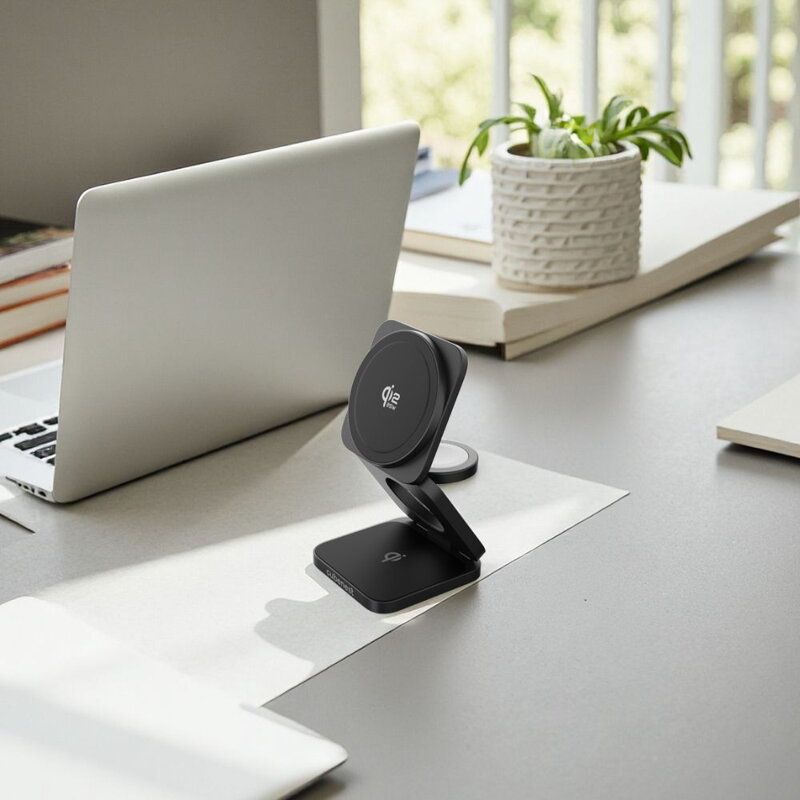 Cubenest El Qi2.2 cargador plegable inalámbrico magnético 3 en 1 SQ312 Ultra negro