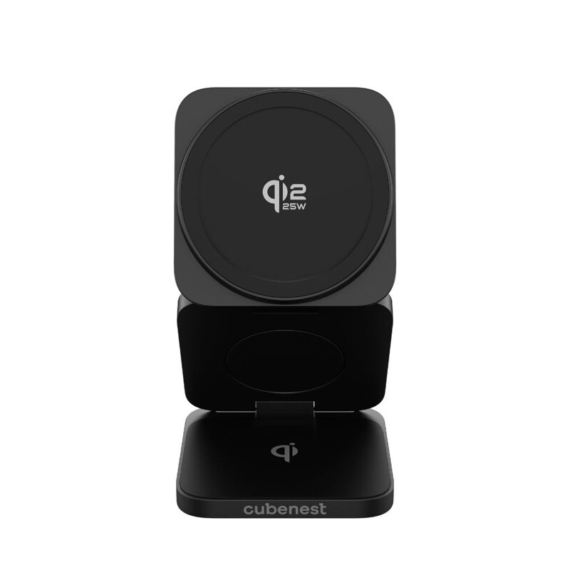 Cubenest El Qi2.2 cargador plegable inalámbrico magnético 3 en 1 SQ312 Ultra negro