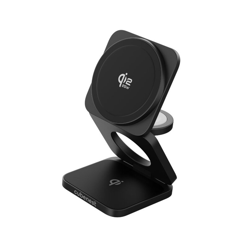 Cubenest El Qi2.2 cargador plegable inalámbrico magnético 3 en 1 SQ312 Ultra negro